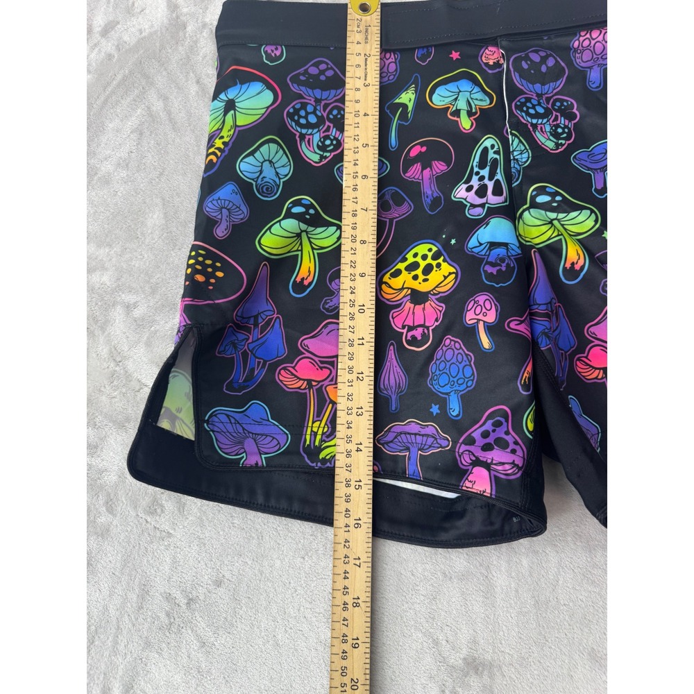 BJJ Sesh Neon Mushroom Grappling Shorts Mens Medium Black Psychedelic MMA No-Gi